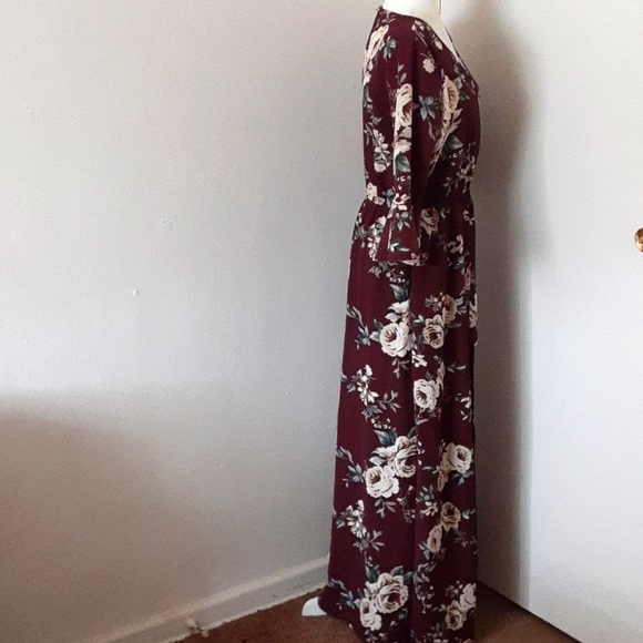 Miami Long Maxi Dress Romper Burgundy Size Large - Picture 7 of 10